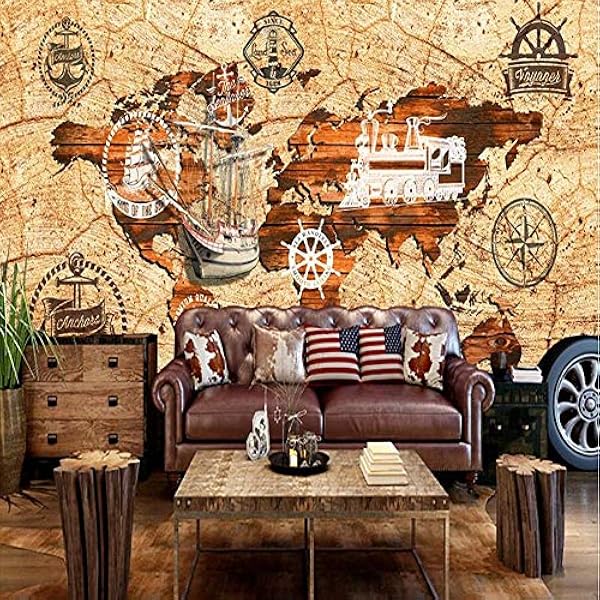 MINCOCO Custom Nautical map 3D Tooling Achtergrond Behang muurschildering 250x175cm(98.4x68.9inches)